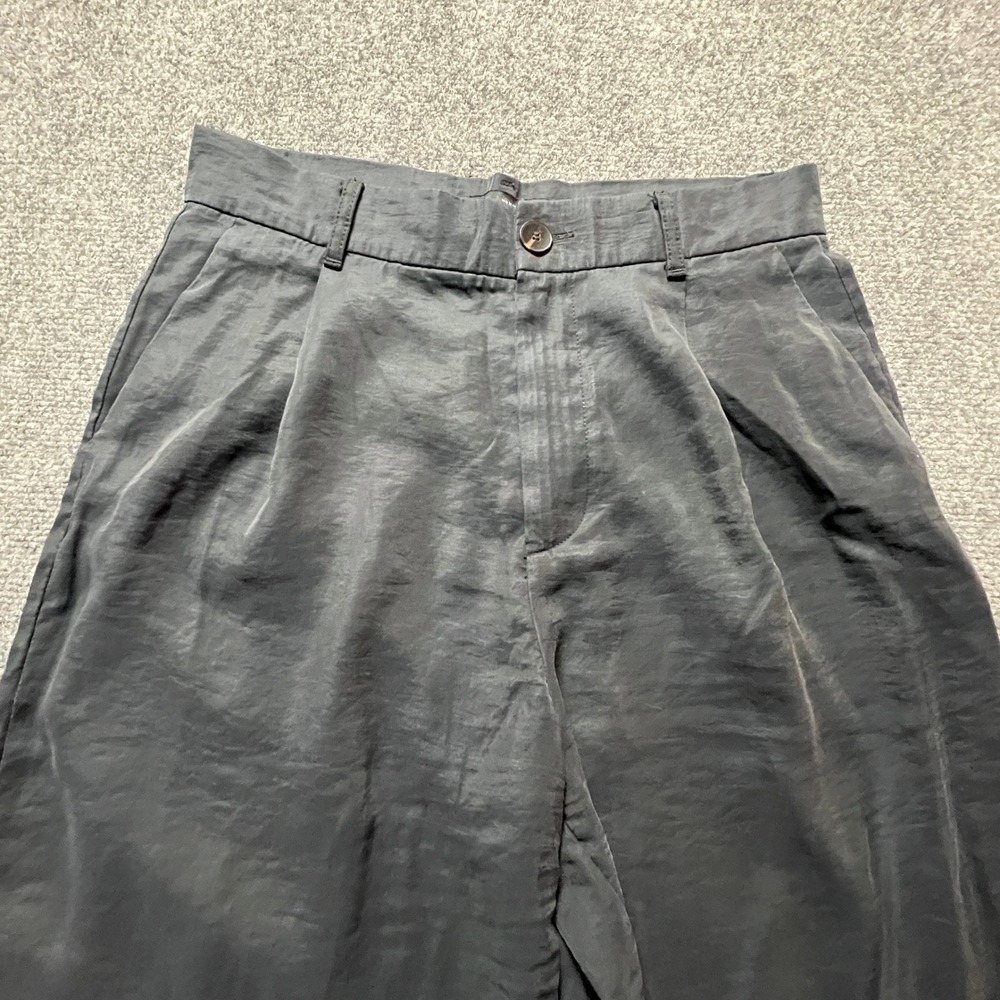 Zara Black Wide Leg High Waisted Pleated Trousers Pants Size M Work Evening - Picture 5 of 11
